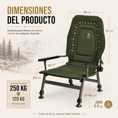 CUZO FK2 - Sillón Grande plegable para camping, pesca, jardín y exterior, color Verde