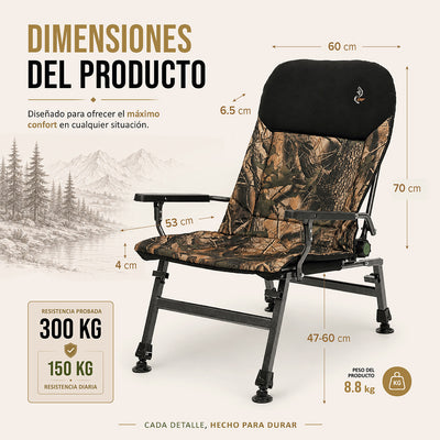 CUZO FK5 – Cadeira dobrável Grande para camping, pesca, jardim e exterior, carga extra, cor verde