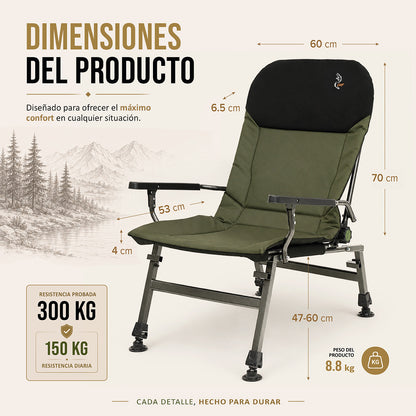 CUZO FK5 – Grand fauteuil pliant pour camping, pêche, jardin & extérieur, couleur verte