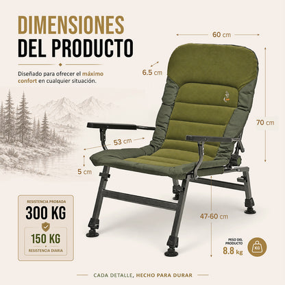 CUZO FK6 - Sillón Premium Grande para camping, pesca, jardín y exterior, color Verde