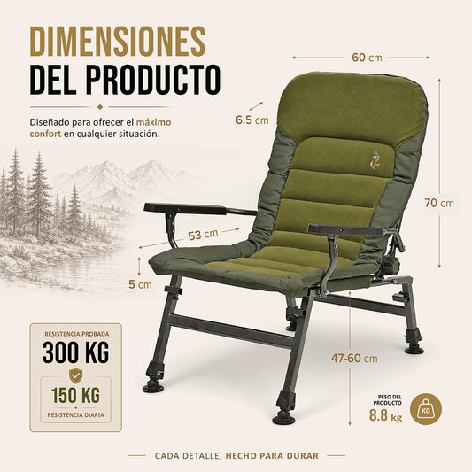 CUZO FK6 - Large Premium folding chair for Camping, Fishing, Garden & Outdoor, color Green