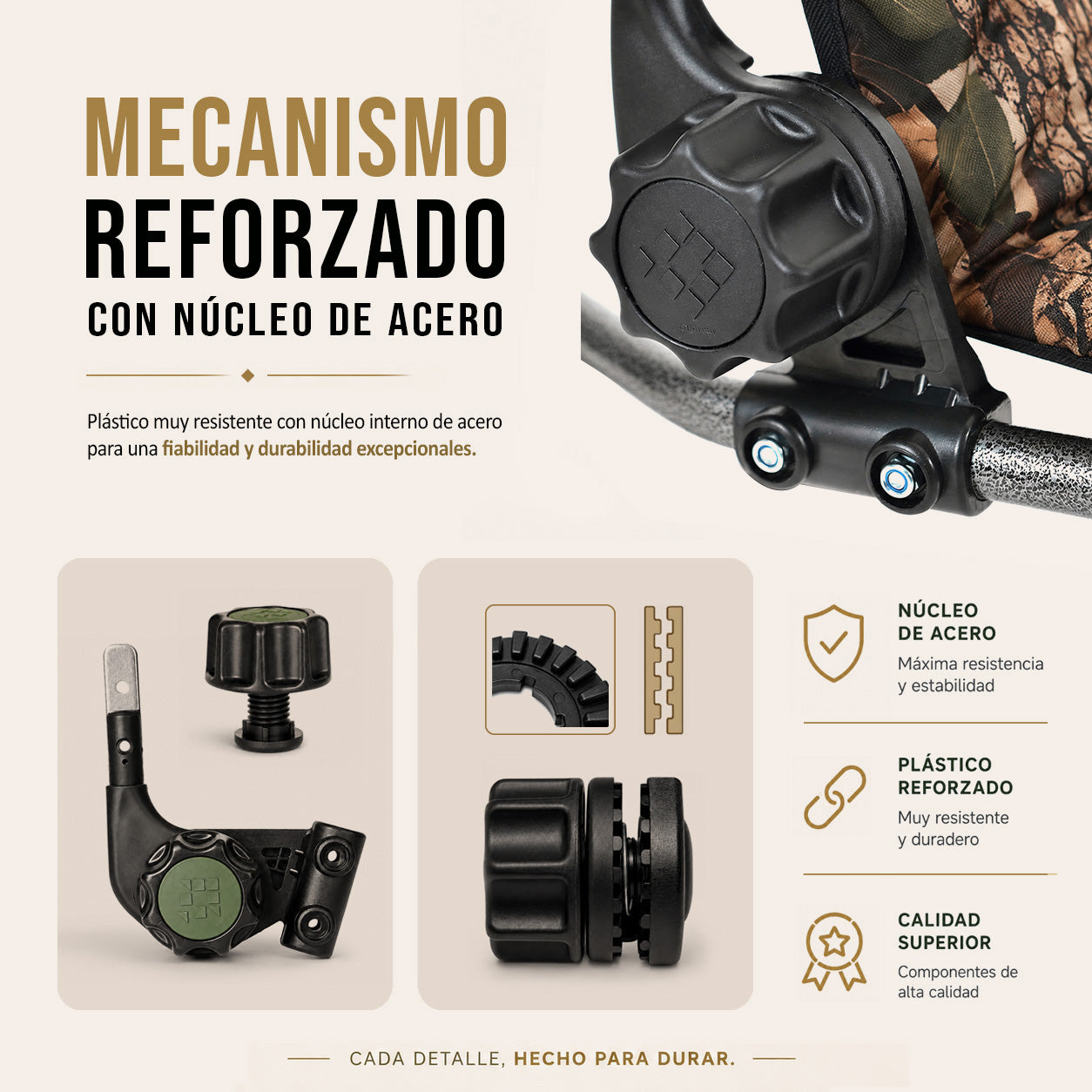 CUZO F5R - Sillón plegable para camping, pesca, jardín y exterior, color Arce