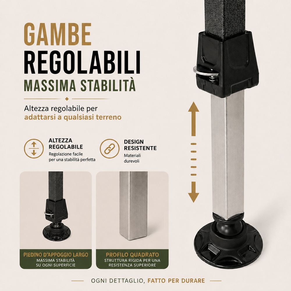Gambe regolabili CUZO con massima stabilità