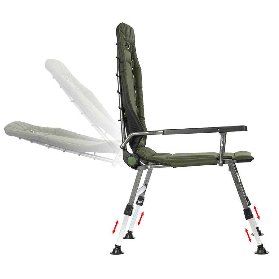 Sillón plegable reclinable con ajustes CUZO FK2, Verde