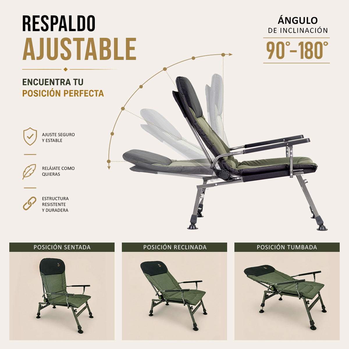 Grand fauteuil pliant inclinable pour camping, pêche, jardin et extérieur CUZO FK5 Charge Élevée
