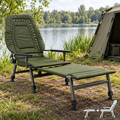 Set CUZO FK2 Sedia da pesca pieghevole grande con Estensione da poltrona a letto