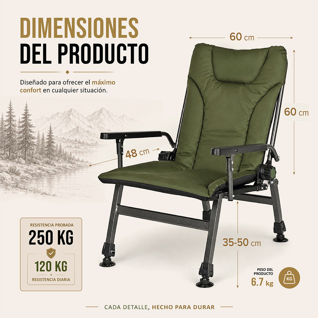 CUZO Mixo – Sillón plegable para Pesca, Camping y Exterior