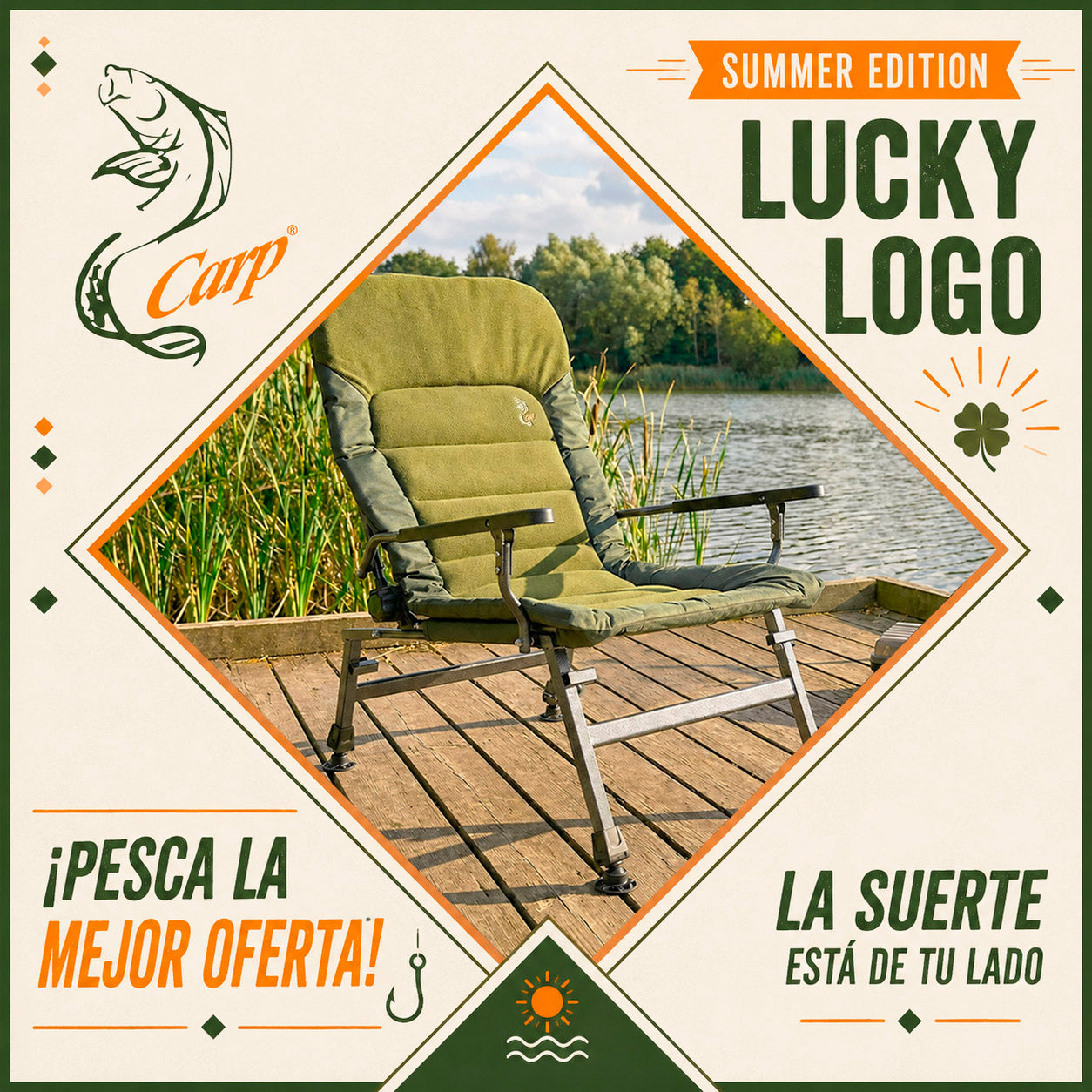Sillón plegable reclinable con ajustes CUZO F5R, Verde